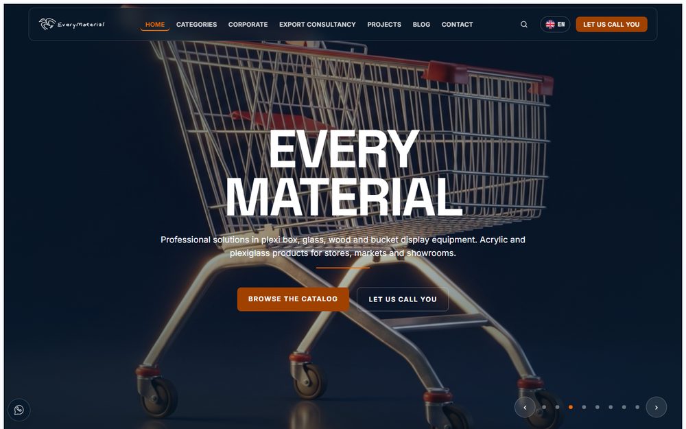 EveryMaterial: canlı site ekran görüntüsü