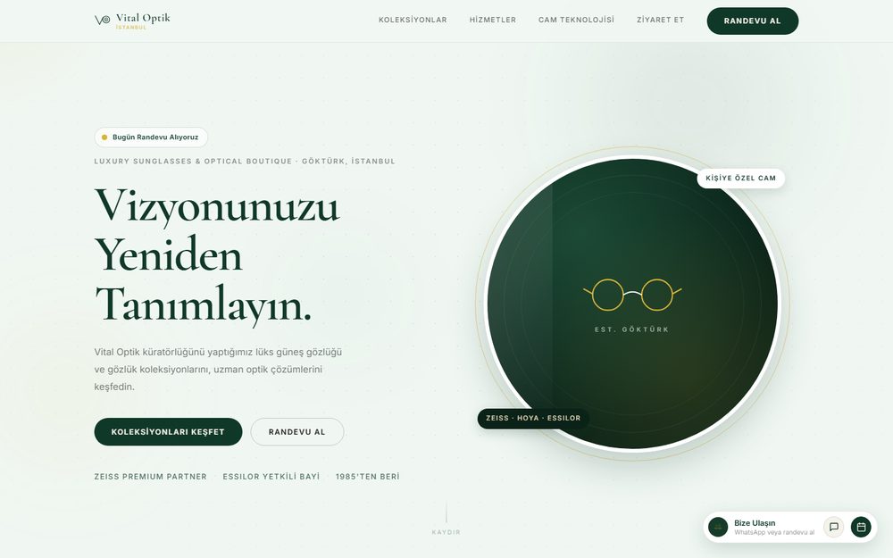 Vital Optik: canlı site ekran görüntüsü